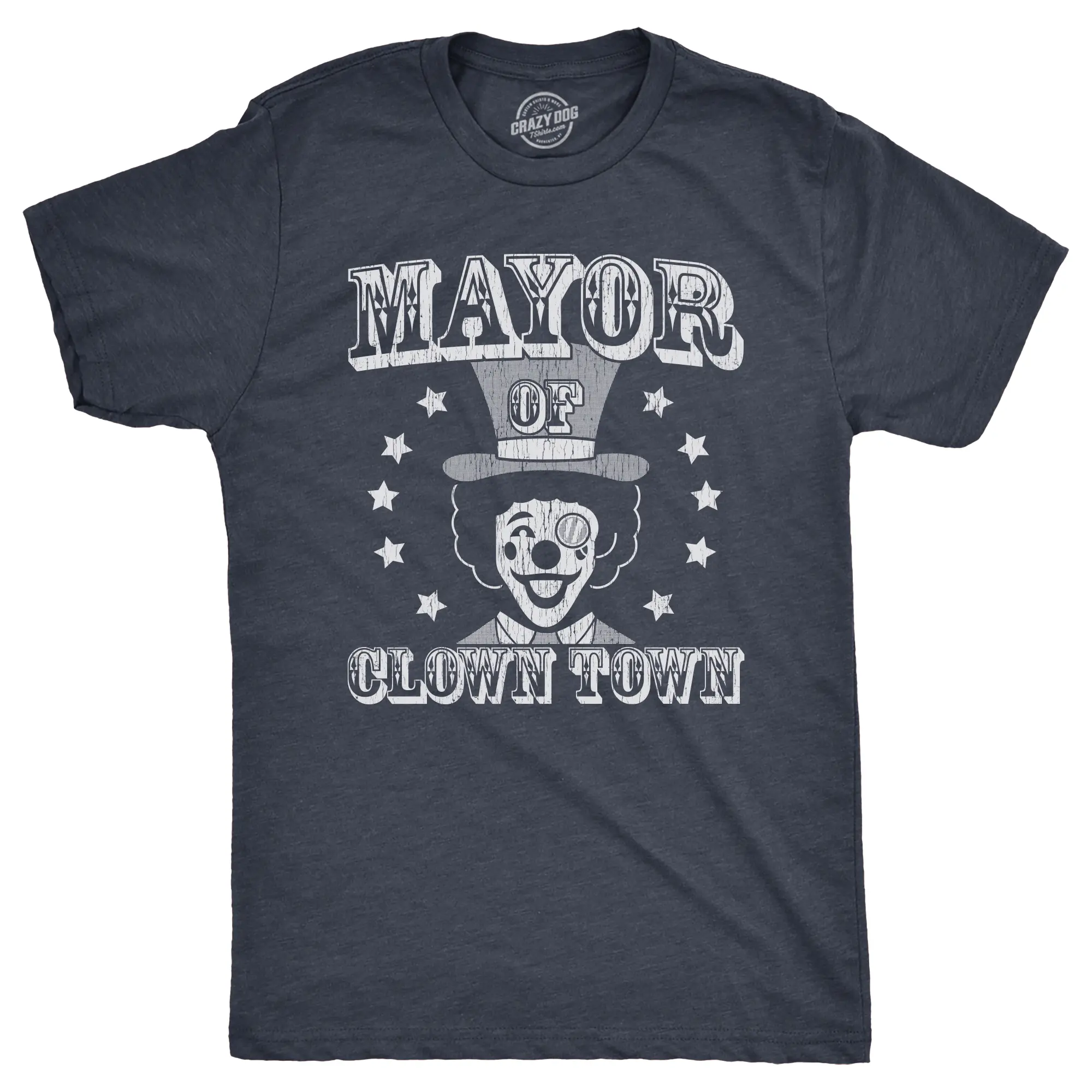 Mens Mayor Of Clown Town T Shirt Funny Circus Clowns Joke Tee for Guys Mens Funny T Shirts Cool Vintage Fashion T-Shirt Gift Classic Menswear Funny Sarcastic Short Sleeve Novelty Tees for Guys Navy -