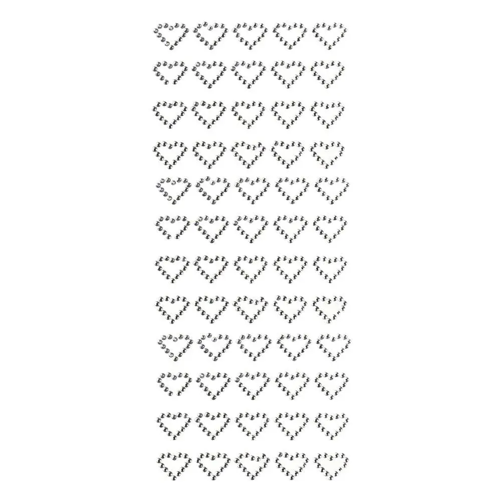 Heart Rhinestone Stickers, 1/2-Inch, 60-Count, Silver
