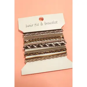 Boho Dual Function Knot Bracelet Hair Ties - Tan