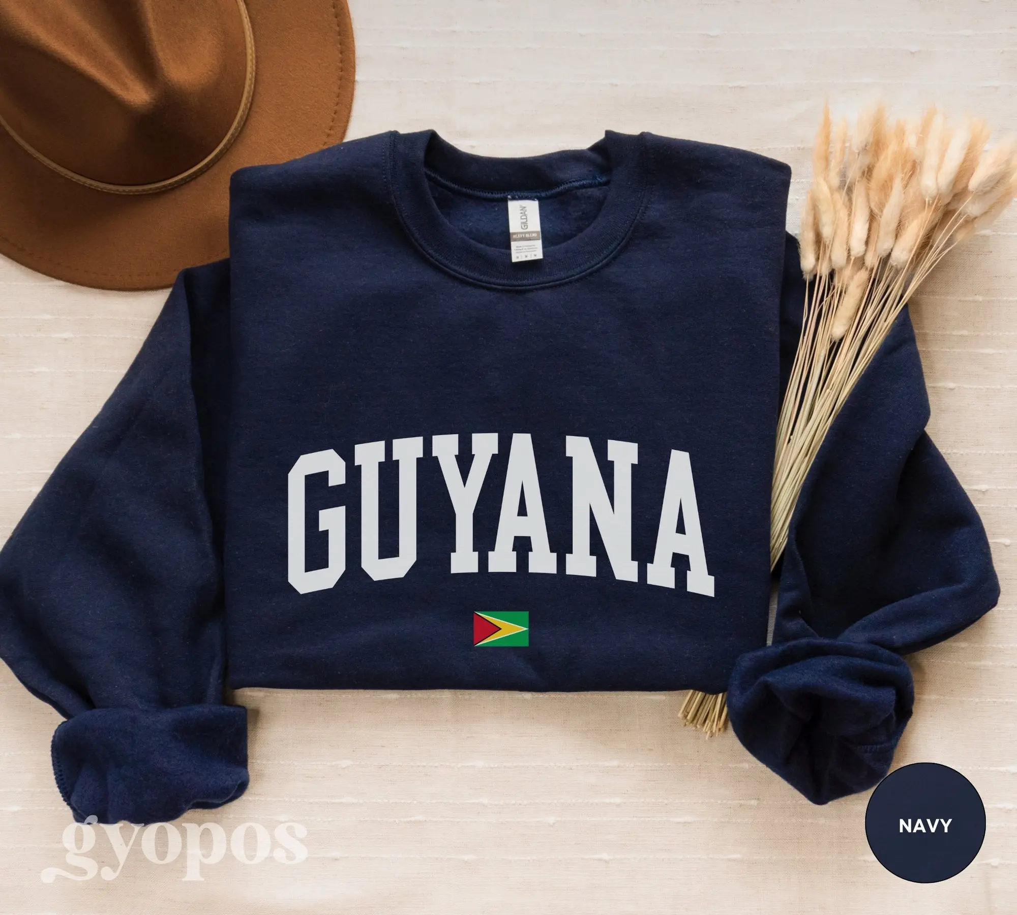 Guyana Pullover Sweatshirt, Guyana Hoodie, Guyana Crewneck Shirt, Guyana Souvenir Gift, Guyana Flag, Travel Sweater