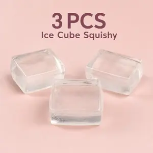 3 Transparent Ice Cube Squishy Stress Reliever Slow Rebound Rectangle Tofu Squeeze Toy Summer Cool Maltose Sensory Play for Kids Decompression