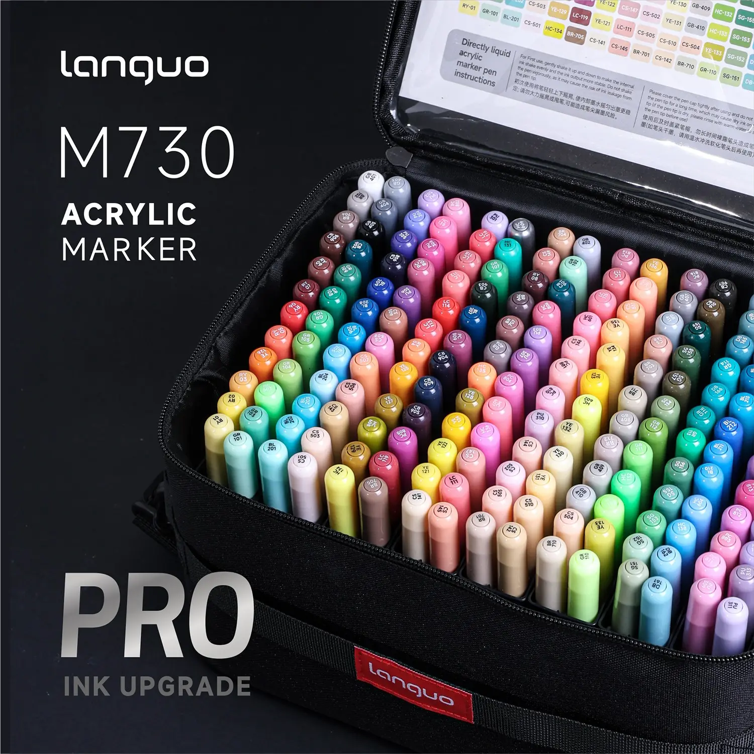 48-288 Color Acrylic Marker Set, Artist Supplies, Enhanced Ink Coverage, Non-Bleed, Multi-Material Painting, Fabric Storage Bag Included