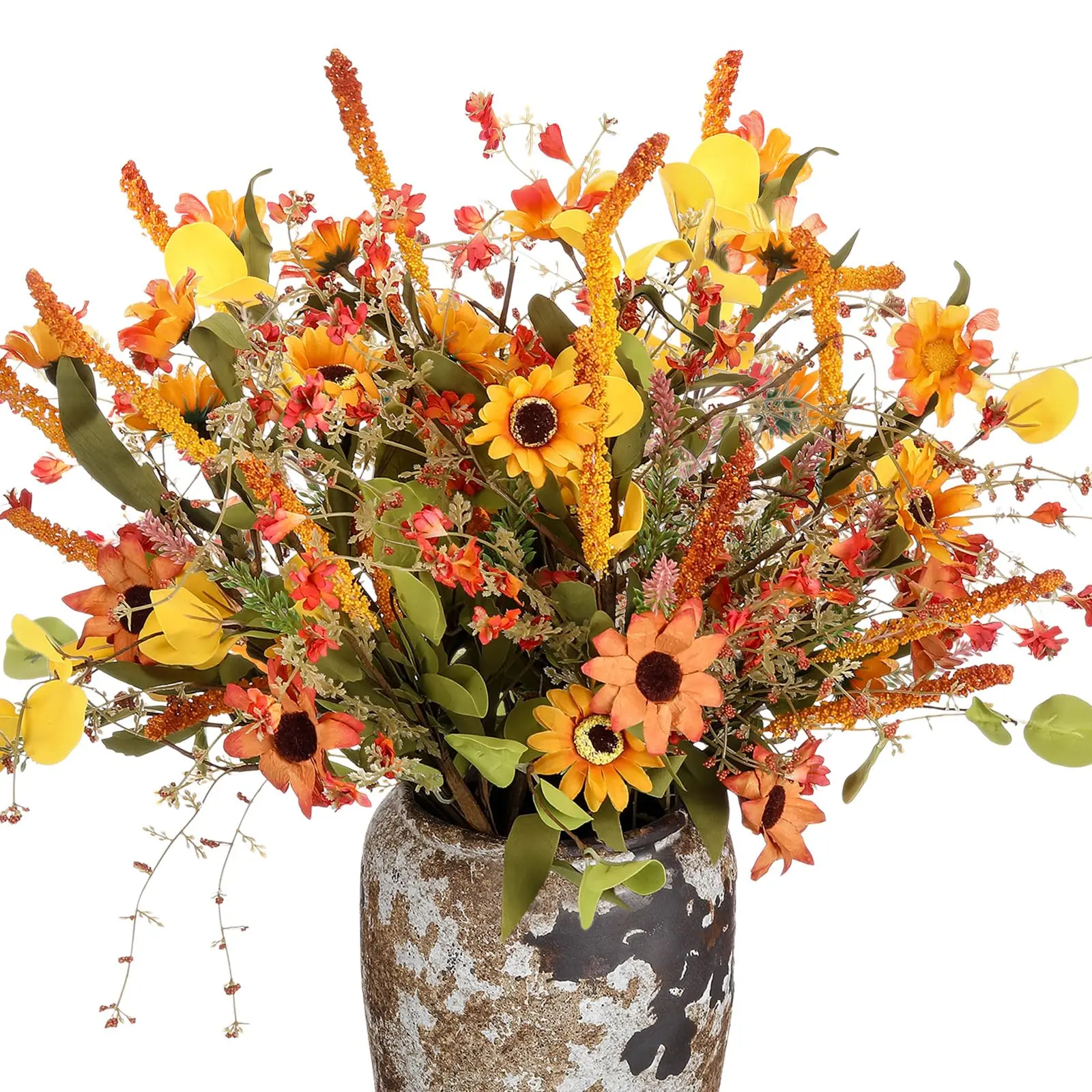 3 Bundles Autumn Artificial Flowers, Chrysanthemum Fake Wildflowers, Home Table Centerpiece Decor, Thanksgiving Wedding Party Decoration, Decorative Artificial Flowers