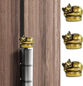 3 Pcs Brass Cat Hinge Heads Decorative Topper, Magnetic Hinge Head Toppers, Fun Cat Gifts for Women Mom Grandma Wife, Vintage Statue Home Decoration