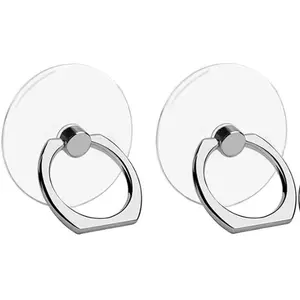 Transparent Phone Ring Holder Stand 2 Pcs, 360 °   Rotation Cell Phone Ring Holder Mobile Finger Kickstand Hand Phone Grip for iPhone, Clear Phone Ring for Phone Case (Round) Cellphone Protective