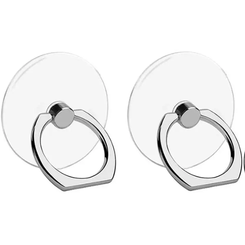Transparent Phone Ring Holder Stand 2 Pcs, 360° Rotation Cell Phone Ring Holder Mobile Finger Kickstand Hand Phone Grip for iPhone, Clear Phone Ring for Phone Case (Round)