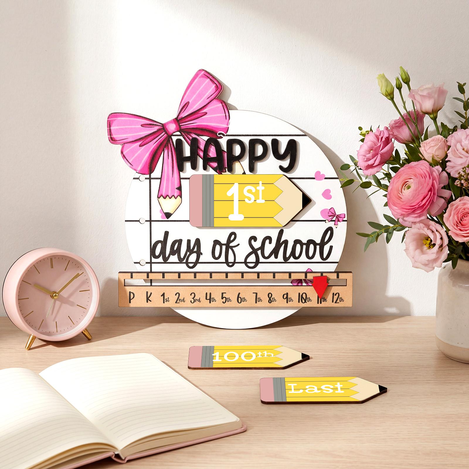 First & Last Day of School Sign Reusable Dry Erase 8" - Back to School Board Gifts Wooden Pencil Style, Cute Pencil Bow Notebook Design for Pre-K Kindergarten Photo Props First Day Last Day Traditions Teachers Parents Essentials Class of 2026 First & Last Day of School Sign Reusable Dry Erase 8" - Back to School Board Gifts Wooden Pencil Style, Cute Pencil Bow Notebook Design for Pre-K Kindergarten Photo Props First Day Last Day Traditions Teachers Parents Essentials Class of 2026