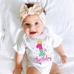 100% Cotton Infant Bodysuits Baby Girl It's My 1st Birthday Print Romper Jumpsuit Outfits Cute Boys Girls Gift Party Clothes