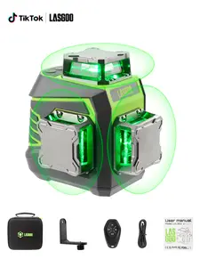 Laser LG-3Dx Level 3x 360 ° Self-Leveling , 3D Green Cross Line with Stand Laser Tool for Construction and Picture Hanging, Rechargeable Battery, Remote Control, Magnetic Rotating Bracket Simple Installation