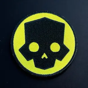 Helldivers Skull 3”x3” Patch with Yellow Design and Black Outline Embroidery Craft