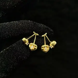 18K Gold Plated Copper Cherry Earrings