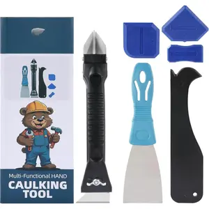Caulk Remover Tool Kit, Grout Caulk , Putty  Scraper, 3 Glass Glue Corner Scrapers,  for Kitchen Sinks, Bathroom and Window Frame