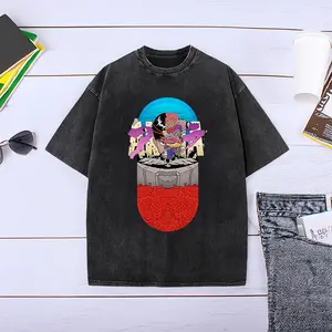 Simple Akira Symbol Distressed Washed Basic Daily Tee