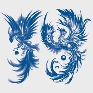 Phoenix Temporary Tattoo Stickers, Herbal Formula, Waterproof Body Art, Realistic Look, Lasts 7-15 Days, Suitable for Men & Women