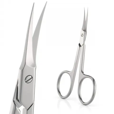 Precision Curved Stainless Steel Scissors, Multi-Purpose Beauty Tool, Makeup Care, Non-Slip Handle, Odorless, Ideal Trimming, Shaping, Cutting
