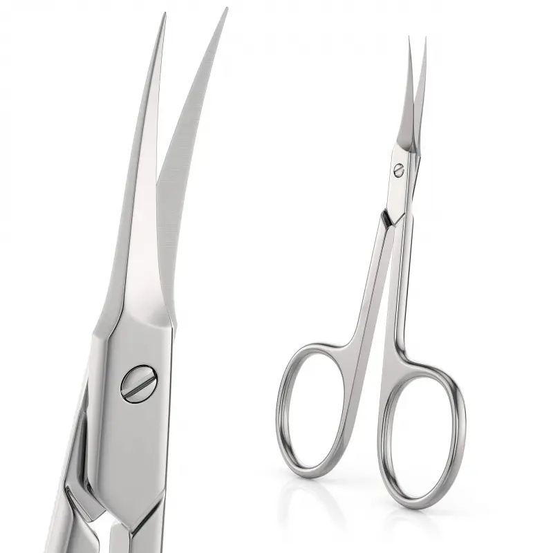 Precision Curved Stainless Steel Scissors, Multi-Purpose Beauty Tool, Non-Slip Handle Grip, Odorless, Ideal Trimming, Shaping, Cutting
