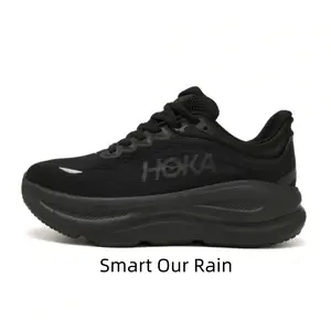 Triple Black Ultra Thick Rocker Cushion Running Sneakers, Breathable Perforated Mesh Upper Shock Absorbing Wavy Platform Sole Long Distance Walking Athletic Shoes For Men Women