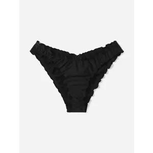 Swim Basics Summer Beach Plain Lettuce Trim Bikini Bottom