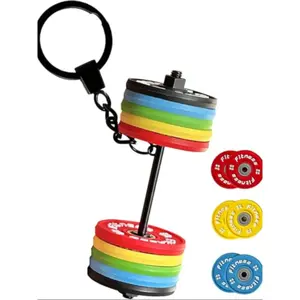 Mini Dumbbell Keychain - Fitness Weight Plate Keyring, Gym Lover Gift, Portable Bag Charm, Motivational Workout Accessory for Men & Women
