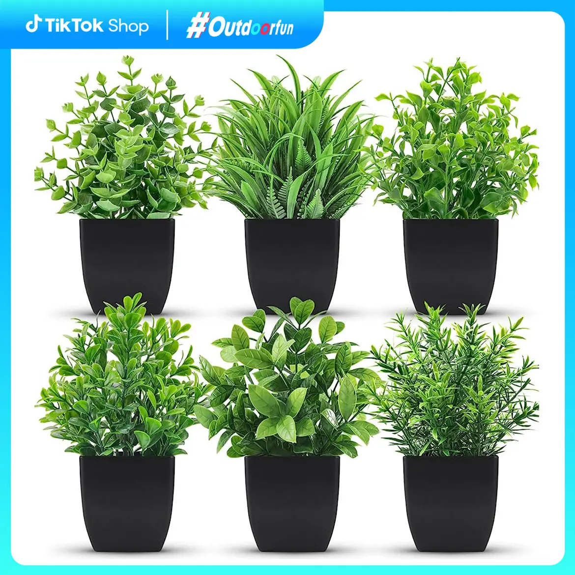 Outdoorfun 6 Pack Small Fake Plants Artificial Potted Faux Plants in Pot for Home Office Farmhouse Bathroom Shelf Decor Indoor for Summer Porch Patio Planters, New Home Garden Decor & Moving Season, summerwins Deals For You