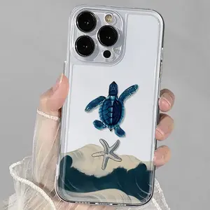 A transparent phone case with a turtle wave design, TPU anti-drop full protection case, suitable for iPhone 17/16/15/14/13/12/11 PRO PROMAX PLUS AIR X XSMAX, is an ideal gift for friends and family, TK343