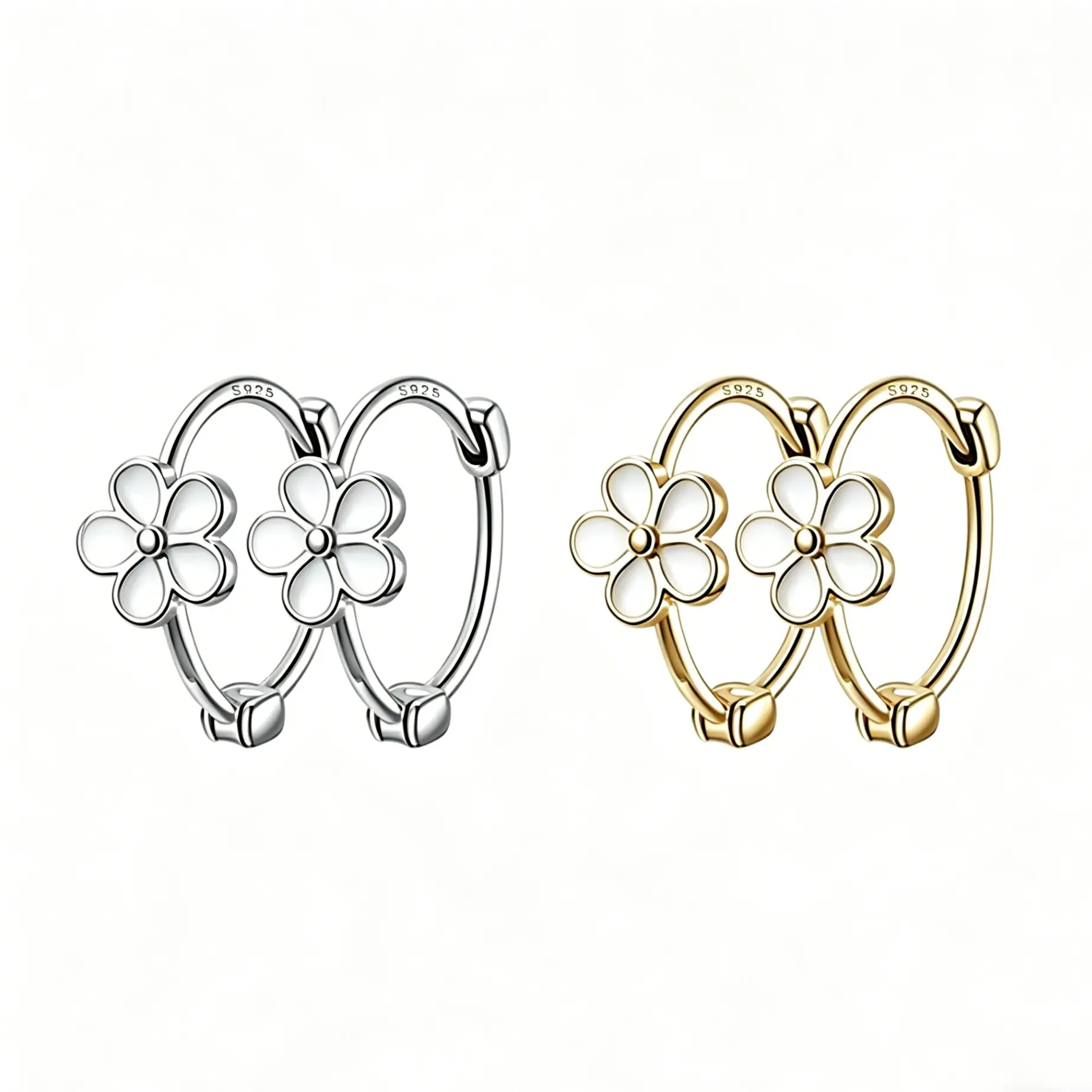 Solid 925 Sterling Silver Flower Hoop Earrings Huggie for Women Teen Girls Daisy Hoop Earrings Cartilage Helix Earrings, Earring For Women #summervibes