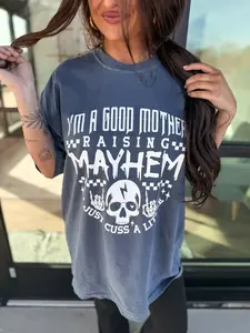 Raising Mayhem Graphic Tee on Denim *Final Sale*