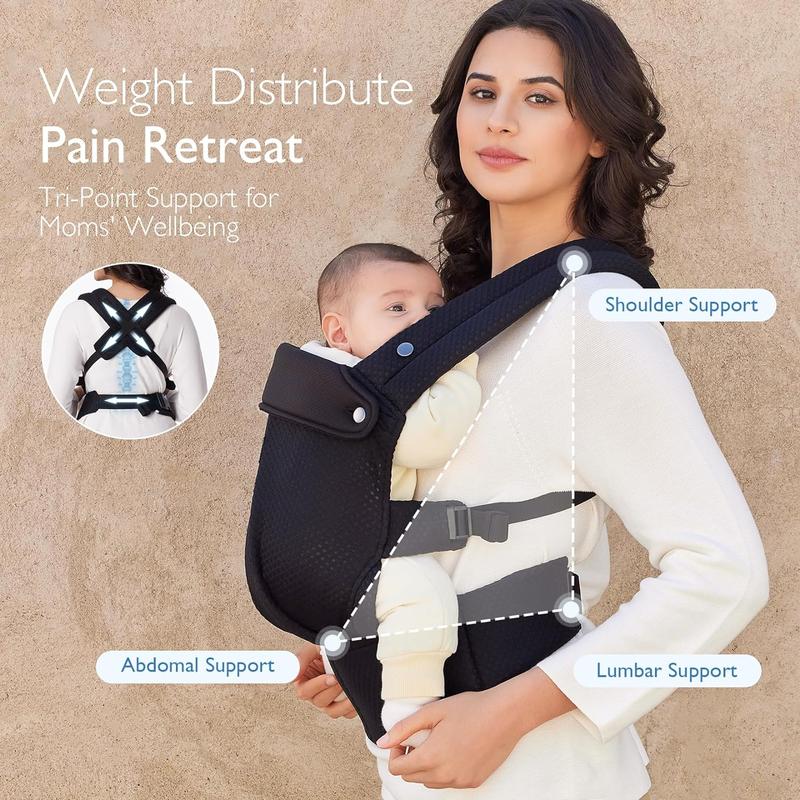 Momcozy Baby Carrier - Ergonomic, Cozy and Lightweight Carrier for 7-44lbs, Effortless to Put On, Ideal for Hands-Free Parenting, Enhanced Lumbar Support, Purehug for Infant to Toddler