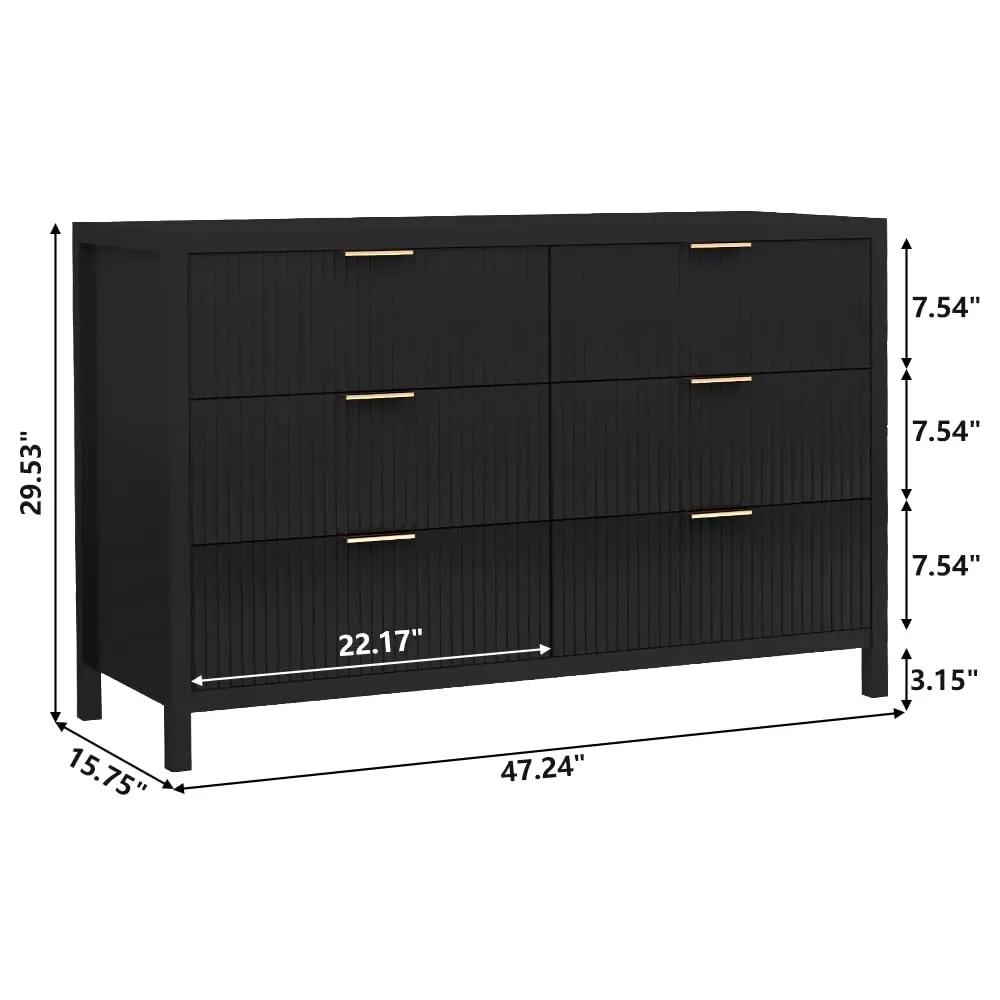 6 Drawer Black