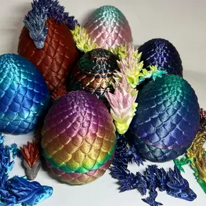 Crystal Dragon 3D Printed with Matching Dragon Egg - Fully Articulated Toy articulate animal crystal dragon creative dragon toy novelty toy home desk fidget dragon
