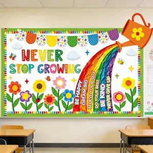 Bulletin Board Classroom Decor - Rainbow Waterfall Floral Bulletin Board Decor Set DIY Paper Cutouts for School Classrooms, Kindergartens, and Homes Back-to-School Season
