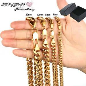 316L Stainless Steel Cuban Chain Necklaces for Men Women, Hypoallergenic Jewelry, 6mm-12mm, 16"-30", Come with Box