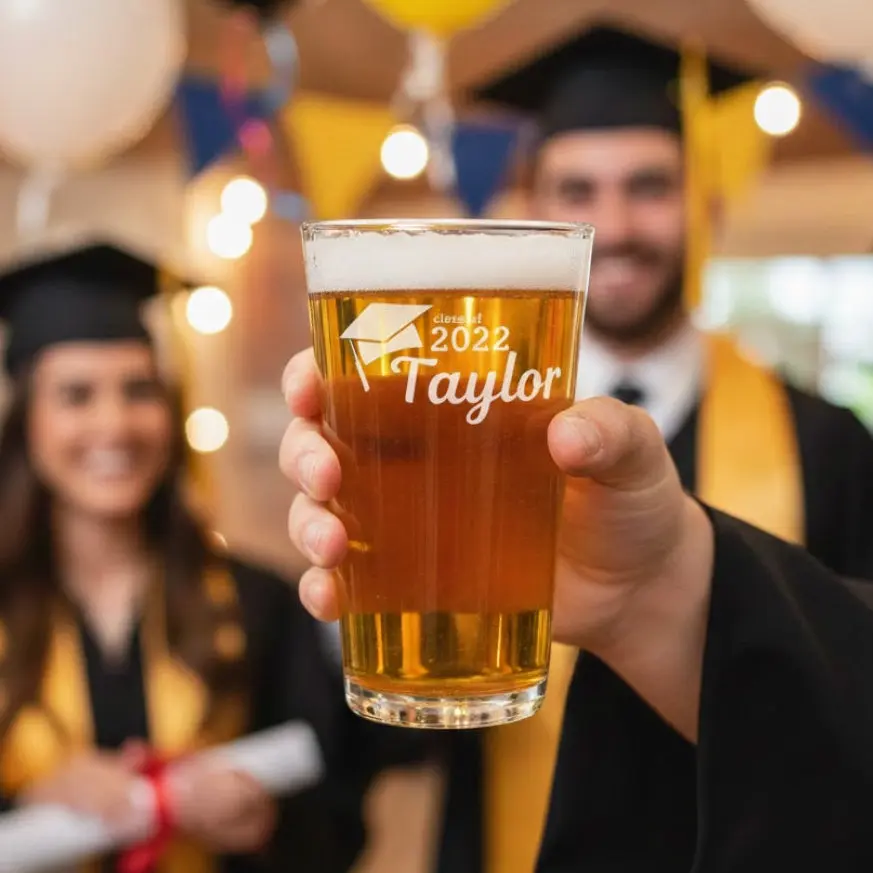 Personalized Beer Glass for Recent Grad