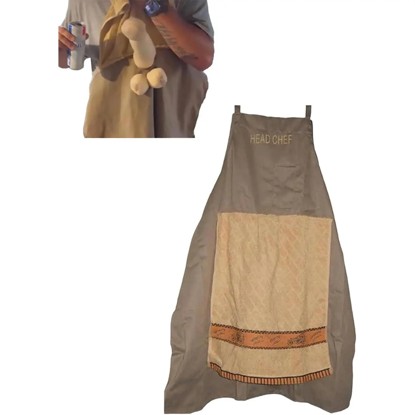 Chef's Prank Apron for Men Funny Flap Kitchen Apron Gag Gift for Baking Party Novelty Cooking Aprons for Him