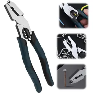 10-18 Wire Stripper Cutter Wire Stripping Tool, Industrial-Grade Multi-function Cutting Pliers, 9" Multifunction Pliers Nail Puller/Wire Cutter/Stripper/Crimper-Professional Repair Tool