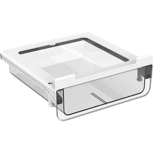 vacane Refrigerator Organizer Drawer, Clear Under Shelf Drawer,Pantry Drawer Under Cabinet Shelf Hanging Storage, Pull Out Fridge Bins Organizer