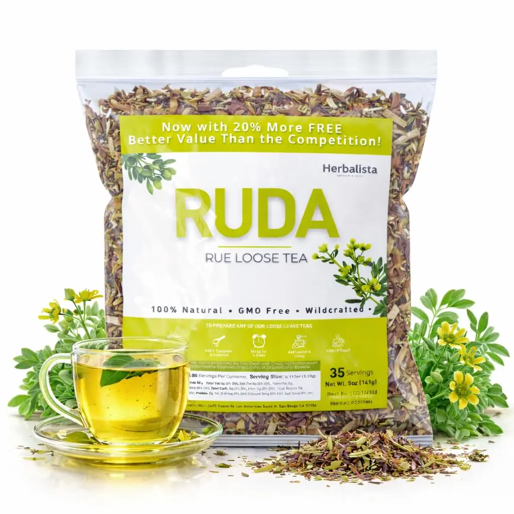 VIRAL Wildcrafted Whole RUDA (Rue) Tea 5oz (141g) 20% More Product | Pure & Natural Rue Loose Leaf Tea | Handpicked, Non-GMO,... Herbal Beverage