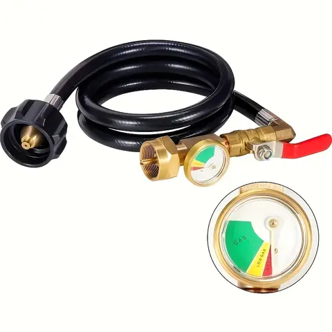 3FT LPG Hose Propane Tank Refill Adapter - 36" Compact & Durable Filler with Pressure Gauge, 350 PSI High Pressure, On/Off Quick Shutoff Brass Ball Valve, QCC1 Type 1 LB Tank Connector for Camping, Outdoor Cooking (Mixed Color)