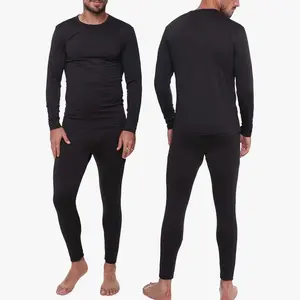 Men's 2-Pack Plain Fleece Winter Thermal Underwear Set - Cold Weather Long Johns Top and Bottom, Menswear Underwear