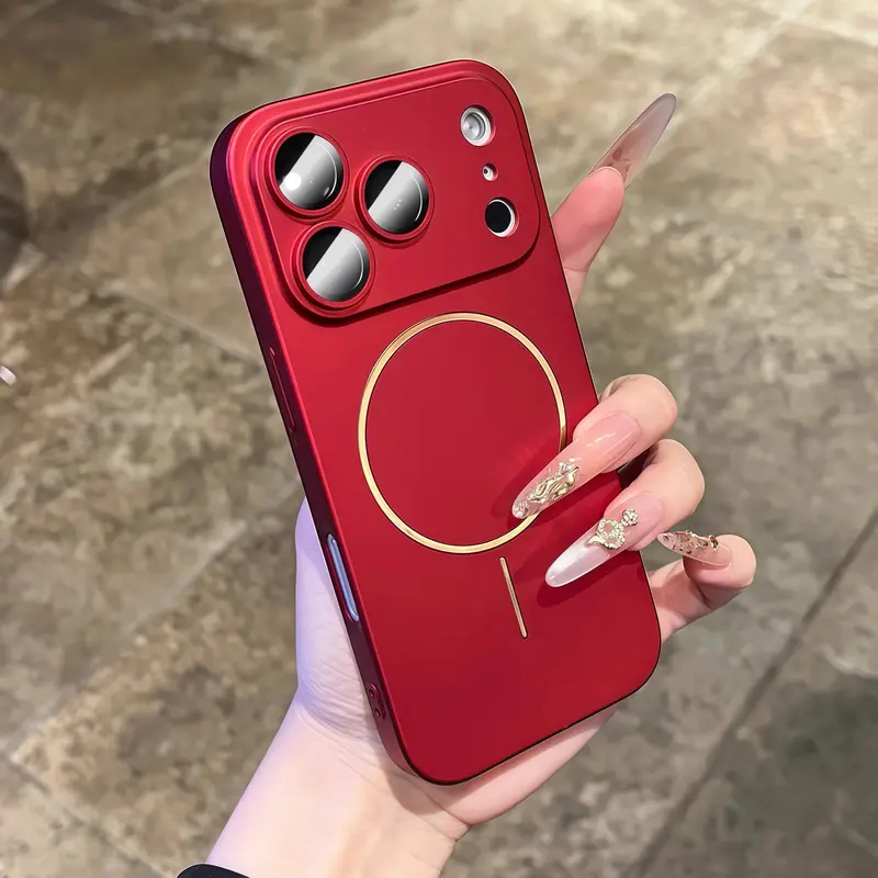 Ultra-thin Matte Fine Circle Magnetic Hard Casing, Shockproof Protective Phone Cover for iP18/ 17 Pro Max, 16 Pro, 15 PM Series - High-end Couple Phone Accessories, Device Protector, Smartphone, Devices