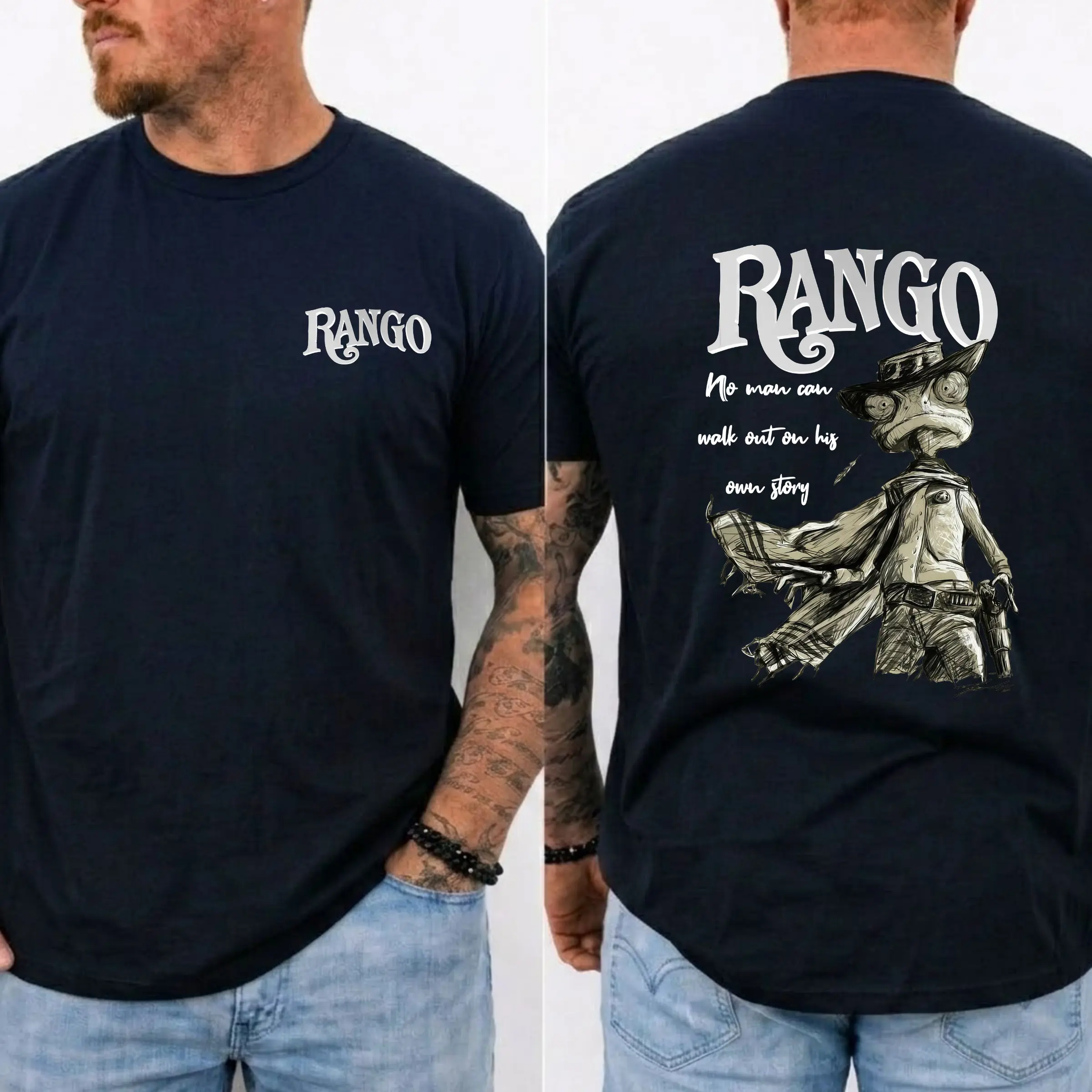 Rango Inspired Cowboy Graphic T-Shirt, Vintage Western Adventure Tee, Cartoon Lover Unisex Cotton Shirt