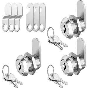 3 Pack Cabinet Locks with Keys, 5/8" Keyed Alike Cam Locks, Cam Lock Set for Cabinets Drawer RV Storage Tool Box, Zinc Alloy