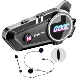 Motorcycle Helmet Bluetooth Headset High Sound Quality Waterproof Sports Headset Hands Free Music Call Control Automatic Answering 120 Hours Playing Time 1000mAh