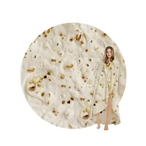 Burritos Tortilla Blanket, Tortilla Wrap Blanket, Novelty Funny Tortilla Round Blanket Giant Tortilla Round Soft Blanket(Light Yellow, 47 inches)