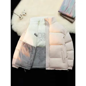 Men’s cotton jacket, reversible (double-sided), thick and warm for winter, fashionable “bread” jacket for couples, casual beige long-sleeve jacket