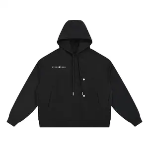 Stone Code Button Placket Hoodie