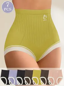 Women's High Waist Underwear Set, Panties, Comfortable Breathable Design, Butt Lifting, Perfect for Daily Wear, 7 Pack, All Seasons
