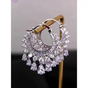 Waterdrop Zircon Tassel Earrings for Women, 1-Pair Minimalist Drop Earrings, Sparkling Design, Elegant Feminine Costume Jewelry for Party, Daily Wear, Holiday Gifting, Earring For Women