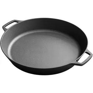 Pre-Seasoned Large Cast Iron Skillet 17 Inch, Dual Handle Outdoor Camping Frying Pan, Pizza Pan, Use for Grill, Stovetop, Induction, Oven Safe Cookware