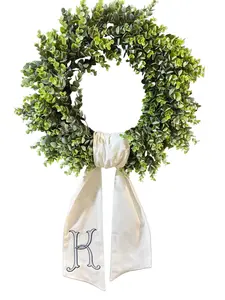 "The Signature" Monogrammed White Wreath Sash